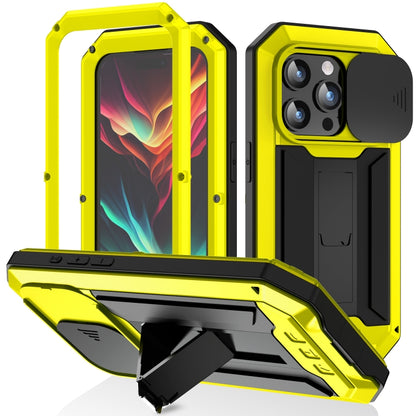 For iPhone 15 Pro R-JUST Sliding Camera Life Waterproof Holder Phone Case(Yellow) - iPhone 15 Pro Cases by R-JUST | Online Shopping South Africa | PMC Jewellery