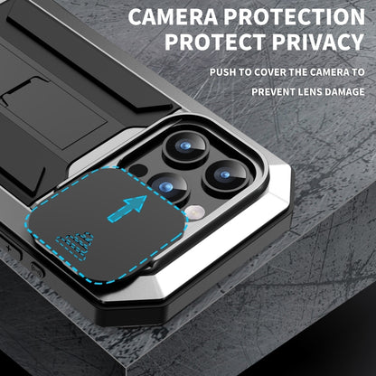 For iPhone 15 Pro R-JUST Sliding Camera IP54 Life Waterproof Holder Phone Case(Silver) - iPhone 15 Pro Cases by R-JUST | Online Shopping South Africa | PMC Jewellery | Buy Now Pay Later Mobicred