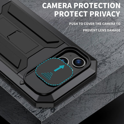 For iPhone 15 Plus R-JUST Sliding Camera IP54 Life Waterproof Holder Phone Case(Black) - iPhone 15 Plus Cases by R-JUST | Online Shopping South Africa | PMC Jewellery | Buy Now Pay Later Mobicred