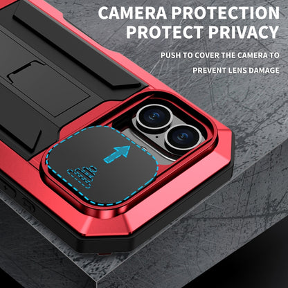 For iPhone 16 Plus R-JUST Sliding Camera IP54 Life Waterproof Holder Phone Case(Red) - iPhone 16 Plus Cases by R-JUST | Online Shopping South Africa | PMC Jewellery | Buy Now Pay Later Mobicred