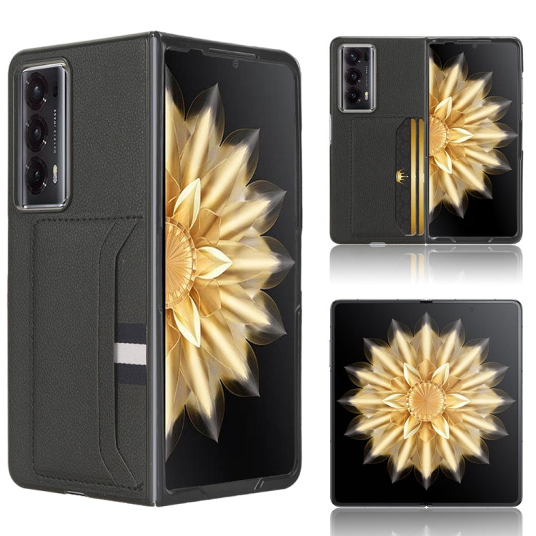 For Honor Magic V2 Litchi Texture Card Slot Phone Case(Black) - Honor Cases by PMC Jewellery | Online Shopping South Africa | PMC Jewellery | Buy Now Pay Later Mobicred