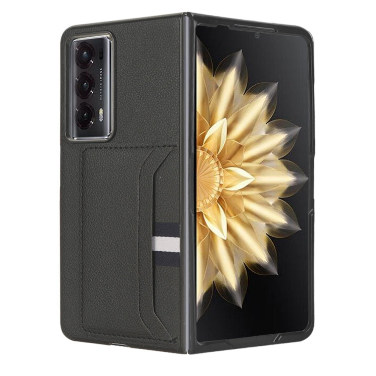 For Honor Magic V2 Litchi Texture Card Slot Phone Case(Black) - Honor Cases by PMC Jewellery | Online Shopping South Africa | PMC Jewellery | Buy Now Pay Later Mobicred