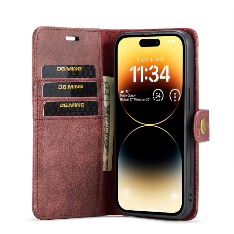 For iPhone 15 Pro Max DG.MING Crazy Horse Texture Detachable Magnetic Leather Phone Case(Red) - iPhone 15 Pro Max Cases by DG.MING | Online Shopping South Africa | PMC Jewellery | Buy Now Pay Later Mobicred