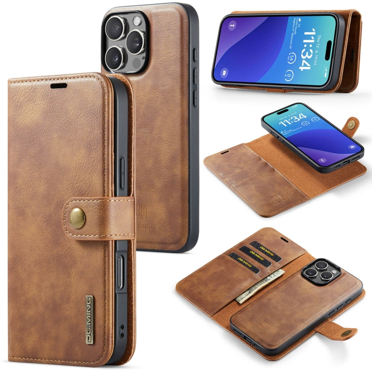 For iPhone 16 Pro Max DG.MING Crazy Horse Texture Detachable Magnetic Leather Phone Case(Brown) - iPhone 16 Pro Max Cases by DG.MING | Online Shopping South Africa | PMC Jewellery | Buy Now Pay Later Mobicred