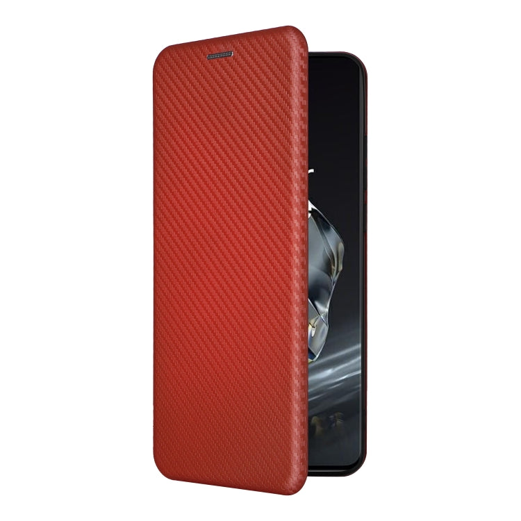 For OnePlus 12 Carbon Fiber Texture Flip Leather Phone Case(Brown) - OnePlus Cases by PMC TechLife | Online Shopping South Africa | PMC TechLife | Buy Now Pay Later Mobicred