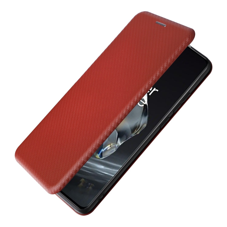 For OnePlus 12 Carbon Fiber Texture Flip Leather Phone Case(Brown) - OnePlus Cases by PMC TechLife | Online Shopping South Africa | PMC TechLife | Buy Now Pay Later Mobicred