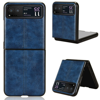 For Motorola Moto Razr 40 Cow Pattern Sewing Back Cover Phone Case(Blue) - Motorola Cases by PMC Jewellery | Online Shopping South Africa | PMC Jewellery