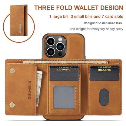 For iPhone 15 Pro Max DG.MING M1 Series 3-Fold Multi Card Wallet Leather Phone Case(Brown) - iPhone 15 Pro Max Cases by DG.MING | Online Shopping South Africa | PMC Jewellery | Buy Now Pay Later Mobicred