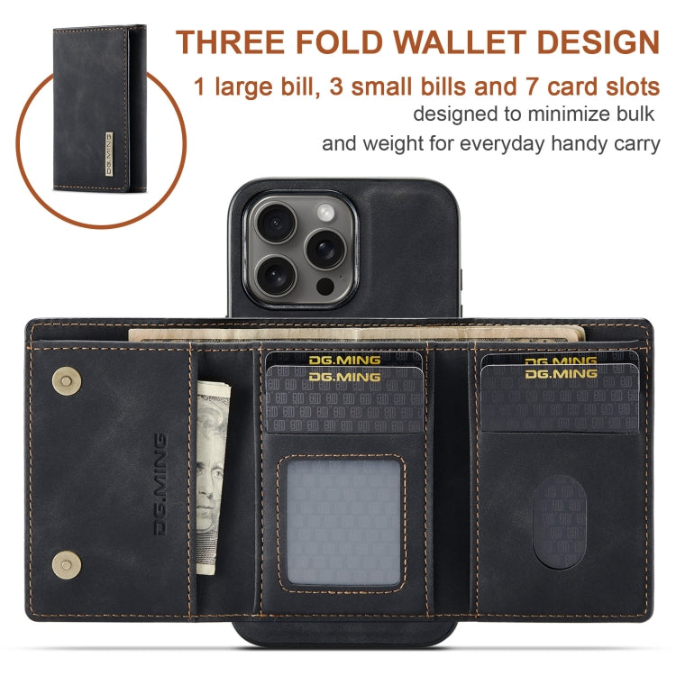 For iPhone 16 Pro DG.MING M1 Series 3-Fold Multi Card Wallet Leather Phone Case(Black) - iPhone 16 Pro Cases by DG.MING | Online Shopping South Africa | PMC Jewellery | Buy Now Pay Later Mobicred