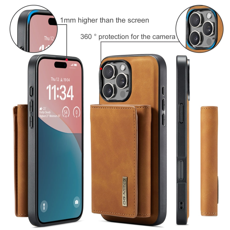 For iPhone 16 Pro DG.MING M1 Series 3-Fold Multi Card Wallet Leather Phone Case(Brown) - iPhone 16 Pro Cases by DG.MING | Online Shopping South Africa | PMC Jewellery | Buy Now Pay Later Mobicred