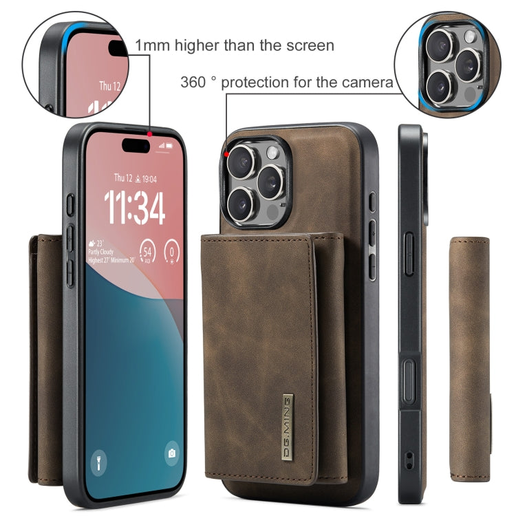 For iPhone 16 Pro DG.MING M1 Series 3-Fold Multi Card Wallet Leather Phone Case(Coffee) - iPhone 16 Pro Cases by DG.MING | Online Shopping South Africa | PMC Jewellery | Buy Now Pay Later Mobicred