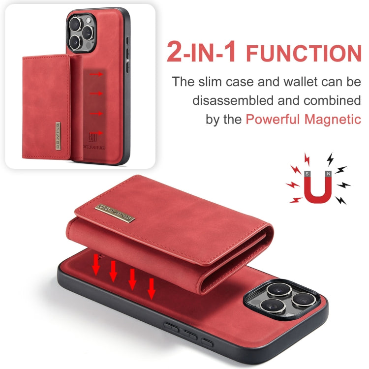 For iPhone 16 Pro DG.MING M1 Series 3-Fold Multi Card Wallet Leather Phone Case(Red) - iPhone 16 Pro Cases by DG.MING | Online Shopping South Africa | PMC Jewellery | Buy Now Pay Later Mobicred