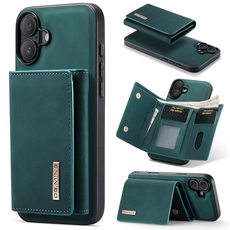 For iPhone 16 DG.MING M1 Series 3-Fold Multi Card Wallet Leather Phone Case(Green) - iPhone 16 Cases by DG.MING | Online Shopping South Africa | PMC Jewellery | Buy Now Pay Later Mobicred