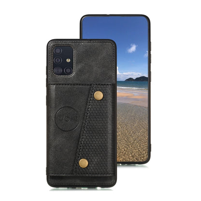 For Samsung Galaxy A31 Double Buckle PU + TPU Shockproof Magnetic Protective Case with Card Slot(Black) - Galaxy Phone Cases by PMC Jewellery | Online Shopping South Africa | PMC Jewellery