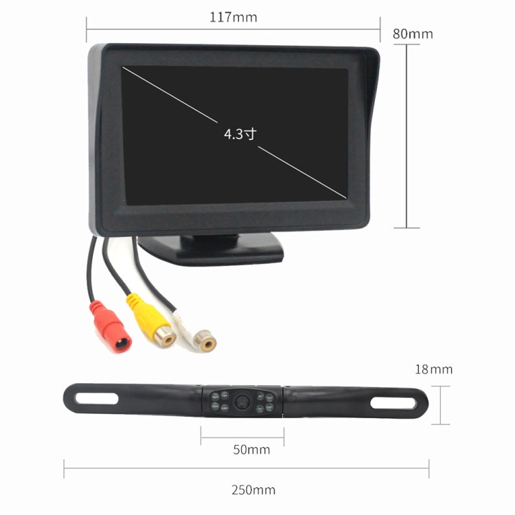 PZ703 413C-W Car Waterproof External Wireless Reversing Image Night Vision Camera + 4.3 inch Rearview Monitor - Rear View Cameras by PMC Jewellery | Online Shopping South Africa | PMC Jewellery | Buy Now Pay Later Mobicred