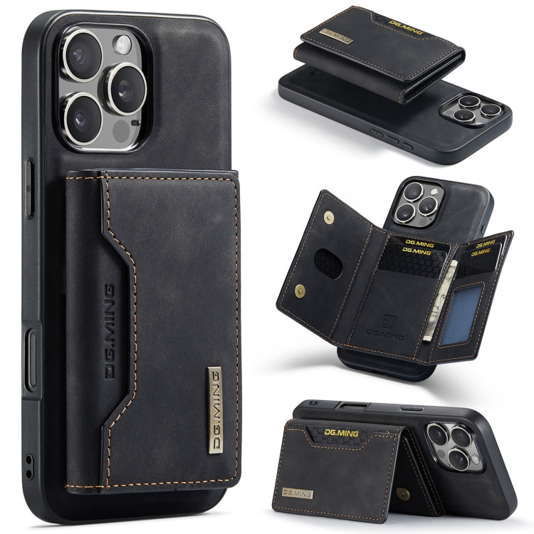 For iPhone 16 Pro Max DG.MING M2 Series 3-Fold Card Bag Wallet Leather Phone Case(Black) - free shipping - PMC Jewellery - Order now!
