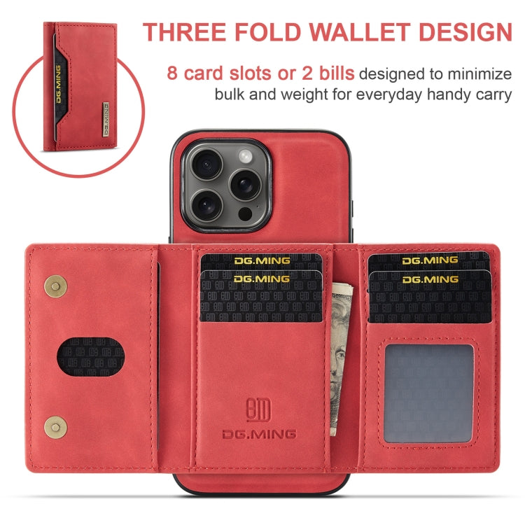 For iPhone 16 Pro Max DG.MING M2 Series 3-Fold Card Bag Wallet Leather Phone Case(Red) - iPhone 16 Pro Max Cases by DG.MING | Online Shopping South Africa | PMC Jewellery | Buy Now Pay Later Mobicred