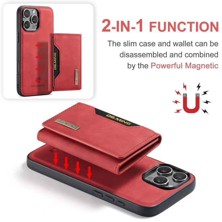 For iPhone 16 Pro Max DG.MING M2 Series 3-Fold Card Bag Wallet Leather Phone Case(Red) - iPhone 16 Pro Max Cases by DG.MING | Online Shopping South Africa | PMC Jewellery | Buy Now Pay Later Mobicred