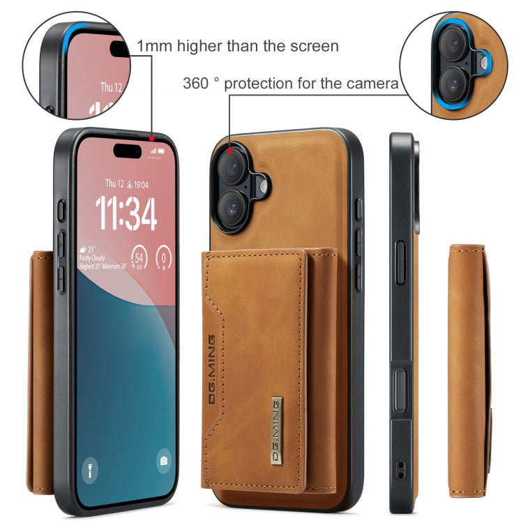 For iPhone 16 Plus DG.MING M2 Series 3-Fold Card Bag Wallet Leather Phone Case(Brown) - iPhone 16 Plus Cases by DG.MING | Online Shopping South Africa | PMC Jewellery | Buy Now Pay Later Mobicred