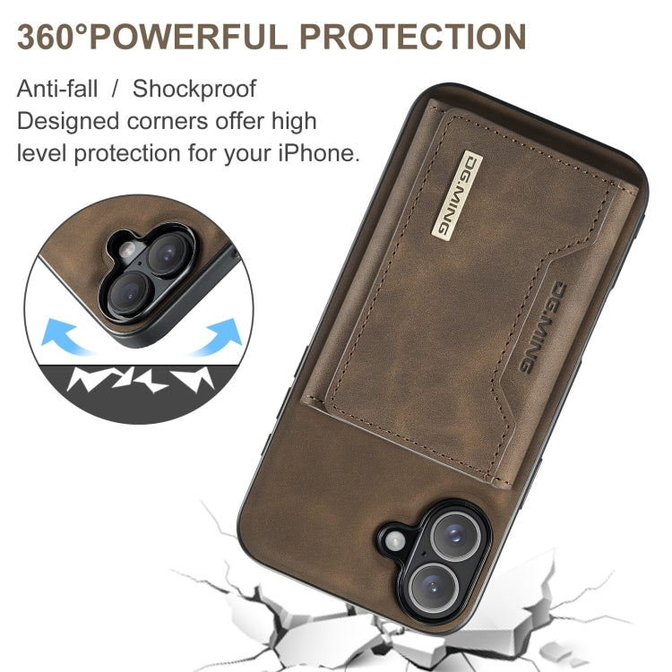 For iPhone 16 Plus DG.MING M2 Series 3-Fold Card Bag Wallet Leather Phone Case(Coffee) - iPhone 16 Plus Cases by DG.MING | Online Shopping South Africa | PMC Jewellery | Buy Now Pay Later Mobicred