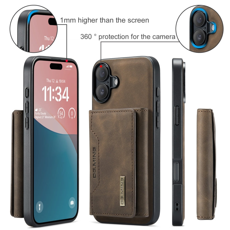 For iPhone 16 Plus DG.MING M2 Series 3-Fold Card Bag Wallet Leather Phone Case(Coffee) - iPhone 16 Plus Cases by DG.MING | Online Shopping South Africa | PMC Jewellery | Buy Now Pay Later Mobicred