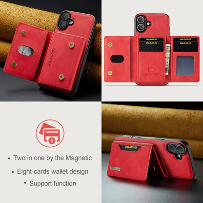 For iPhone 16 Plus DG.MING M2 Series 3-Fold Card Bag Wallet Leather Phone Case(Red) - iPhone 16 Plus Cases by DG.MING | Online Shopping South Africa | PMC Jewellery | Buy Now Pay Later Mobicred