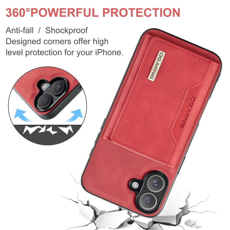 For iPhone 16 Plus DG.MING M2 Series 3-Fold Card Bag Wallet Leather Phone Case(Red) - iPhone 16 Plus Cases by DG.MING | Online Shopping South Africa | PMC Jewellery | Buy Now Pay Later Mobicred