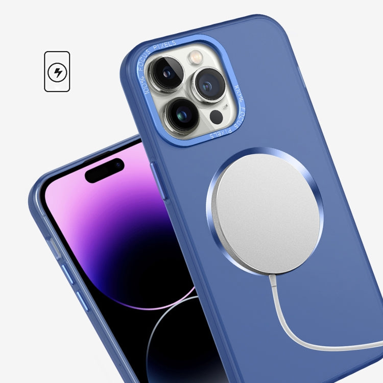 For iPhone 14 Pro CD Texture MagSafe Frosted Translucent Phone Case(Royal Blue) - iPhone 14 Pro Cases by PMC Jewellery | Online Shopping South Africa | PMC Jewellery