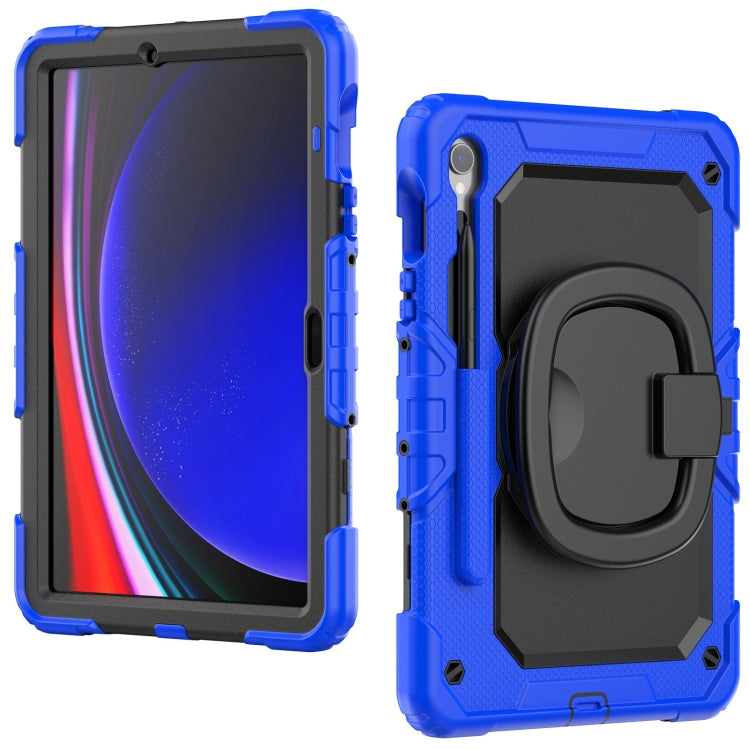 For Samsung Galaxy Tab S9 D Type Silicone Hybrid PC Tablet Case with Handle Holder(Blue) - Galaxy Tab S9 Cases by PMC Jewellery | Online Shopping South Africa | PMC Jewellery | Buy Now Pay Later Mobicred