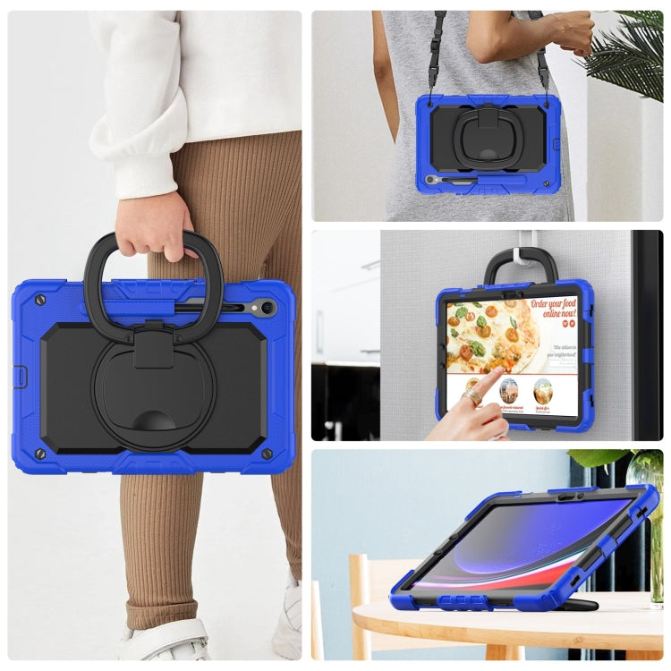 For Samsung Galaxy Tab S9 D Type Silicone Hybrid PC Tablet Case with Handle Holder(Blue) - Galaxy Tab S9 Cases by PMC Jewellery | Online Shopping South Africa | PMC Jewellery | Buy Now Pay Later Mobicred