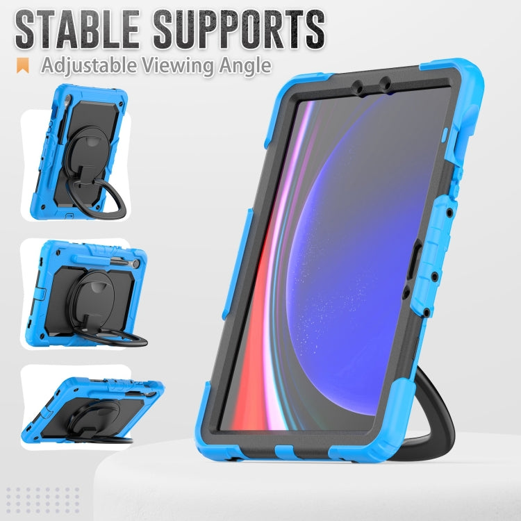 For Samsung Galaxy Tab S9 D Type Silicone Hybrid PC Tablet Case with Handle Holder(Light Blue) - free shipping - PMC Jewellery - Order now!