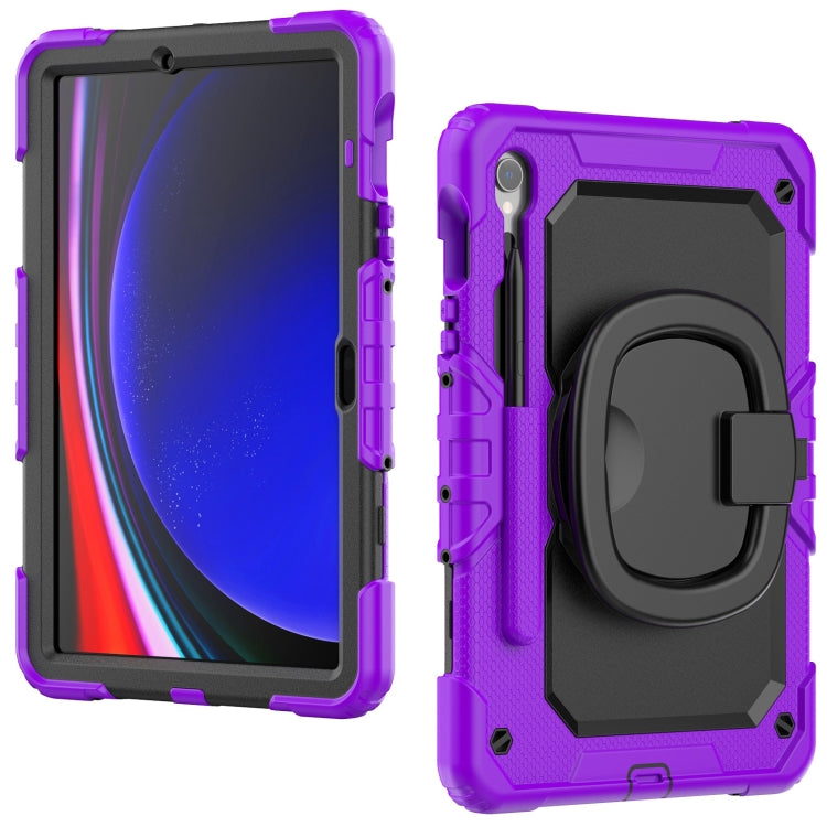 For Samsung Galaxy Tab S9 D Type Silicone Hybrid PC Tablet Case with Handle Holder(Purple) - Galaxy Tab S9 Cases by PMC Jewellery | Online Shopping South Africa | PMC Jewellery | Buy Now Pay Later Mobicred