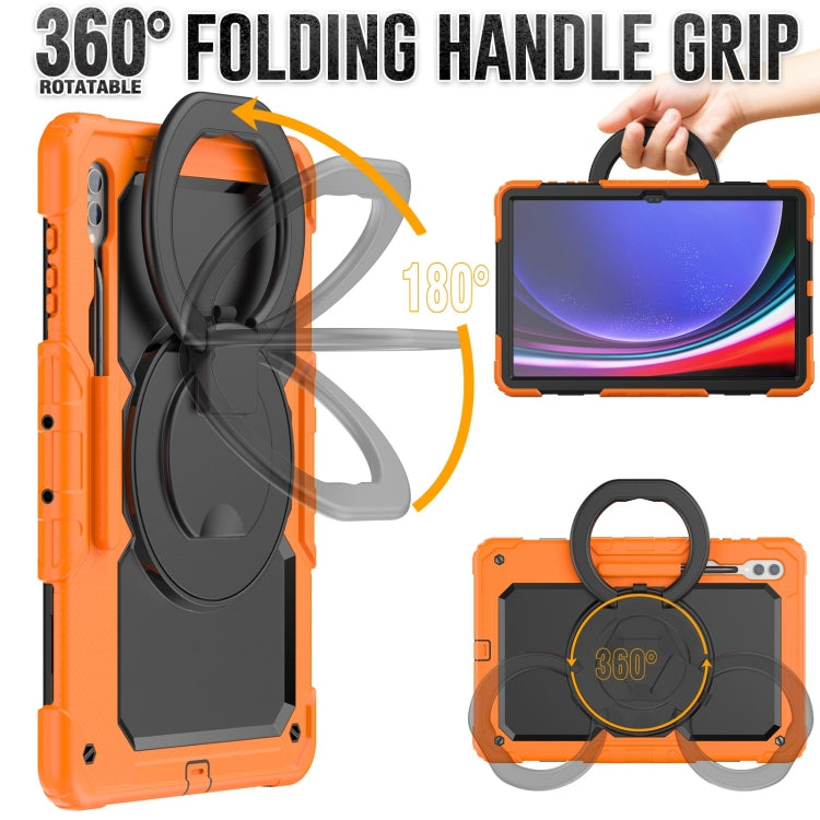 For Samsung Galaxy Tab S10 Ultra D Type Silicone Hybrid PC Tablet Case with Handle Holder(Orange) - Galaxy Tab S9 Ultra Cases by PMC Jewellery | Online Shopping South Africa | PMC Jewellery | Buy Now Pay Later Mobicred