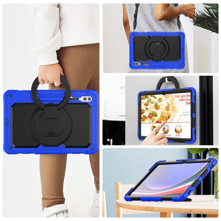 For Samsung Galaxy Tab S10 Ultra D Type Silicone Hybrid PC Tablet Case with Handle Holder(Blue) - Galaxy Tab S9 Ultra Cases by PMC Jewellery | Online Shopping South Africa | PMC Jewellery | Buy Now Pay Later Mobicred