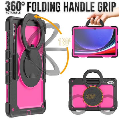 For Samsung Galaxy Tab S10 Ultra D Type Silicone Hybrid PC Tablet Case with Handle Holder(Rose Red PC) - Galaxy Tab S9 Ultra Cases by PMC Jewellery | Online Shopping South Africa | PMC Jewellery | Buy Now Pay Later Mobicred