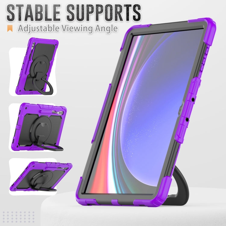 For Samsung Galaxy Tab S10 Ultra D Type Silicone Hybrid PC Tablet Case with Handle Holder(Purple) - Galaxy Tab S9 Ultra Cases by PMC Jewellery | Online Shopping South Africa | PMC Jewellery | Buy Now Pay Later Mobicred