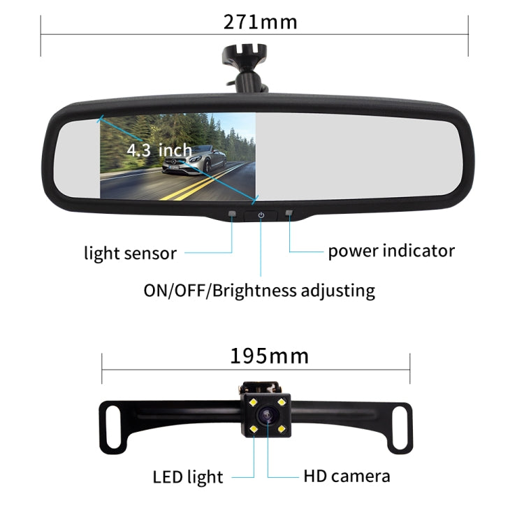 PZ705 422-A 4.3 inch TFT LCD Car Rear View Monitor for Car Rearview Parking Video Systems - Rear View Cameras by PMC Jewellery | Online Shopping South Africa | PMC Jewellery | Buy Now Pay Later Mobicred