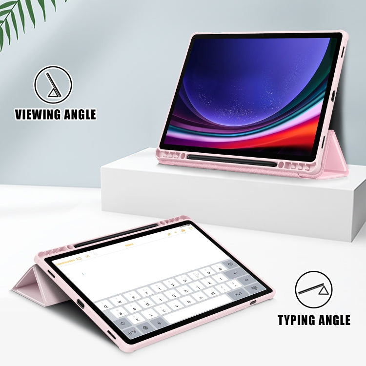 For Samsung Galaxy Tab S9+ Acrylic 3-folding Smart Leather Tablet Case(Pink) - Galaxy Tab S9+ Cases by PMC Jewellery | Online Shopping South Africa | PMC Jewellery | Buy Now Pay Later Mobicred