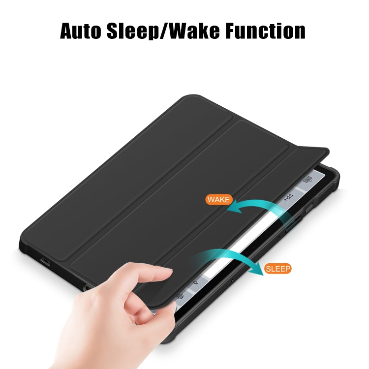 For Samsung Galaxy Tab S9+ Acrylic 3-folding Smart Leather Tablet Case(Black) - Galaxy Tab S9+ Cases by PMC TechLife | Online Shopping South Africa | PMC TechLife