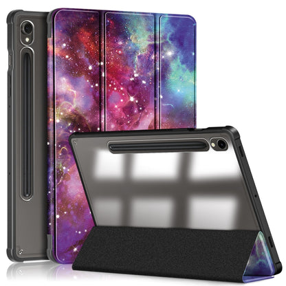 For Samsung Galaxy Tab S9 Acrylic 3-folding Painted Smart Leather Tablet Case(Milky Way) - Galaxy Tab S9 Cases by PMC Jewellery | Online Shopping South Africa | PMC Jewellery | Buy Now Pay Later Mobicred