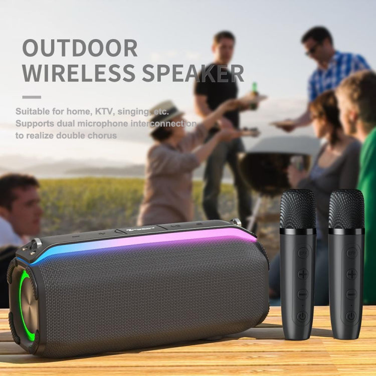 New RiXing NR8809 20W Outdoor Portable TWS Smart Wireless Bluetooth Speaker, Style:Single Mic(Grey) - Desktop Speaker by NewRixing | Online Shopping South Africa | PMC Jewellery | Buy Now Pay Later Mobicred