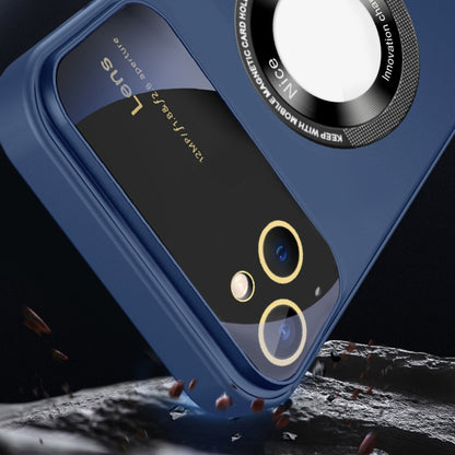 For iPhone 14 Large Glass Window Magnetic Magsafe Phone Case with Lens Film(Black) - iPhone 14 Cases by PMC Jewellery | Online Shopping South Africa | PMC Jewellery