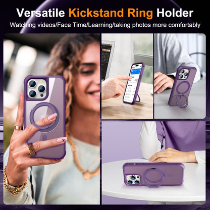 For iPhone 14 Pro MagSafe Magnetic Rotating Holder Phone Case(Purple) - iPhone 14 Pro Cases by PMC Jewellery | Online Shopping South Africa | PMC Jewellery