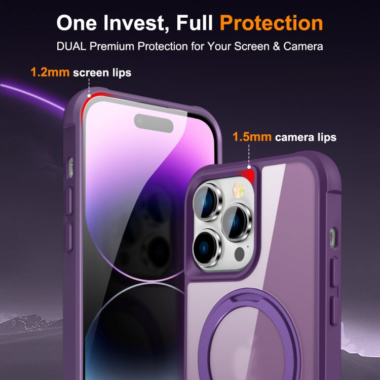 For iPhone 14 Pro MagSafe Magnetic Rotating Holder Phone Case(Purple) - iPhone 14 Pro Cases by PMC Jewellery | Online Shopping South Africa | PMC Jewellery