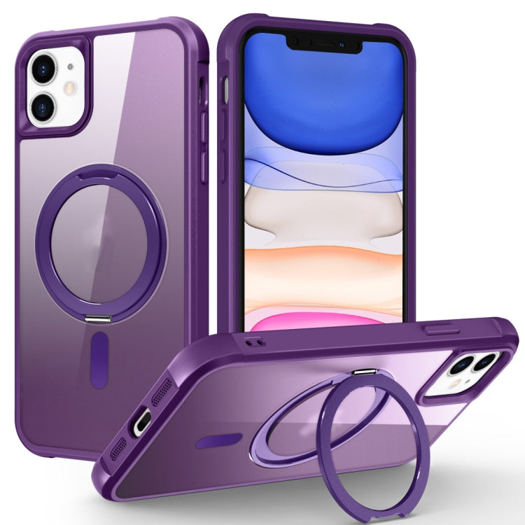 For iPhone 11 MagSafe Magnetic Rotating Holder Phone Case(Purple) - iPhone 11 Cases by PMC Jewellery | Online Shopping South Africa | PMC Jewellery