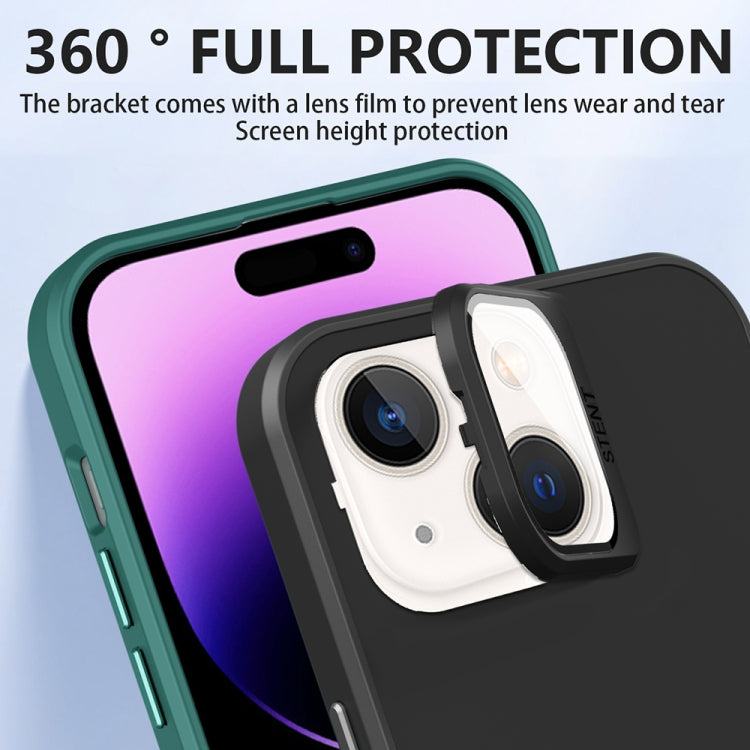 For iPhone 13 Skin Feel Lens Holder PC + TPU Phone Case(Pink) - iPhone 13 Cases by PMC Jewellery | Online Shopping South Africa | PMC Jewellery | Buy Now Pay Later Mobicred