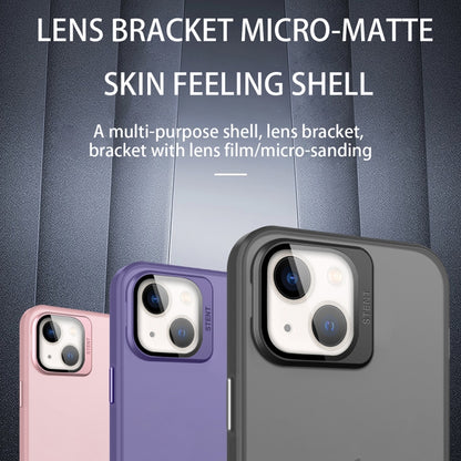 For iPhone 14 Skin Feel Lens Holder Translucent Phone Case(Royal Blue) - iPhone 14 Cases by PMC Jewellery | Online Shopping South Africa | PMC Jewellery