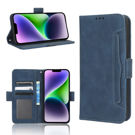 For iPhone 16 Plus Skin Feel Calf Texture Card Slots Leather Phone Case(Blue) - iPhone 16 Plus Cases by PMC Jewellery | Online Shopping South Africa | PMC Jewellery | Buy Now Pay Later Mobicred