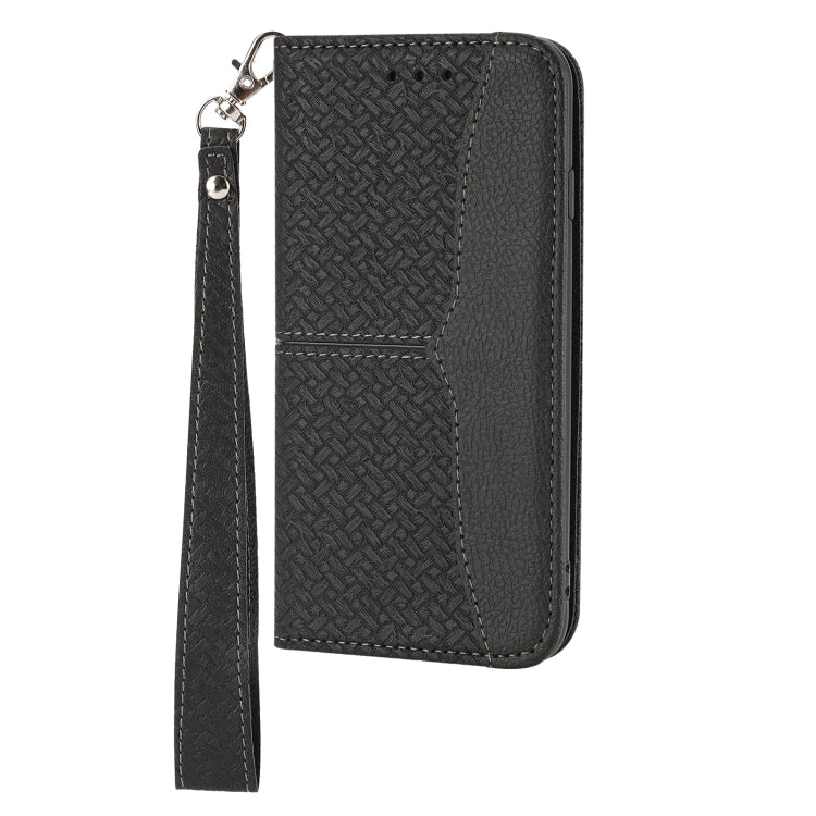 For iPhone SE 2024 Woven Texture Stitching Magnetic Leather Phone Case(Black) - More iPhone Cases by PMC Jewellery | Online Shopping South Africa | PMC Jewellery | Buy Now Pay Later Mobicred