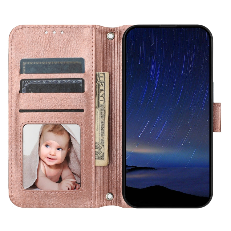 For iPhone SE 2024 Oil Skin Zipper Wallet Leather Phone Case(Rose Gold) - More iPhone Cases by PMC Jewellery | Online Shopping South Africa | PMC Jewellery | Buy Now Pay Later Mobicred